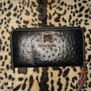 Dooney & Burke Ostrich Large Zip-Around Wristlet